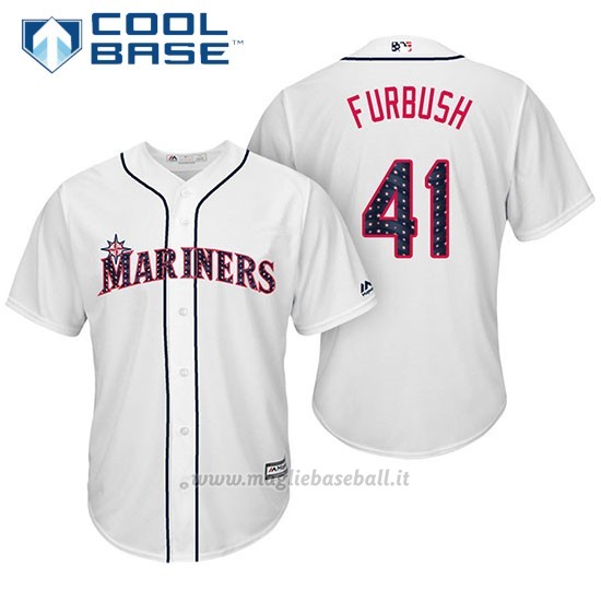 Maglia Baseball Uomo Seattle Mariners 2017 Estrellas y Rayas Charlie Furbush Bianco Cool Base